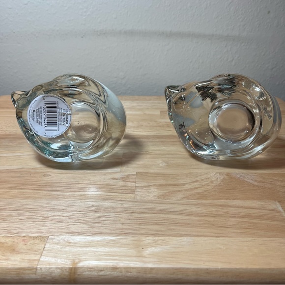 NWT Set of 2 Crystal Indiana Glass Cat Votive Candle Holders - Picture 9 of 12